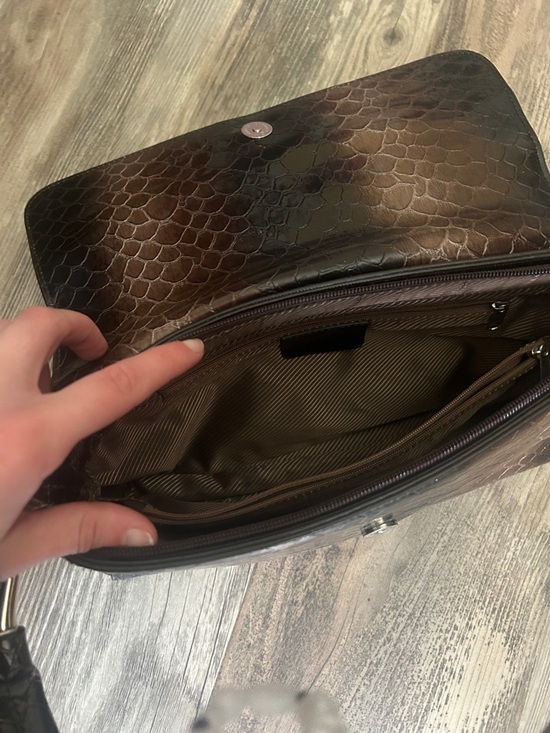 Prada Dark Brown Croc-Embossed Shoulder Bag - Picture 5 of 7